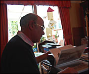 Nick Loman looking through photos