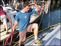 Ian filling the James Cook with fuel