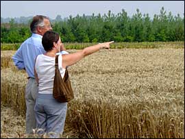 Robert and his step daughter, Claire, survey the field