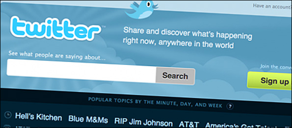 Screenshot of new Twitter front page