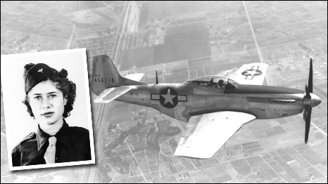 Gertrude Tompkins Silver and a P-51 Mustang 