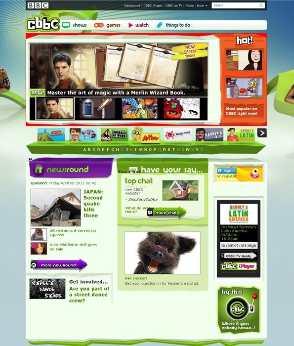 New CBBC home page