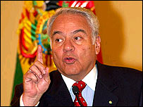 O presidente Gonzalo Sánches de Lozada