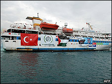 La flotilla a su salida de Chipre.