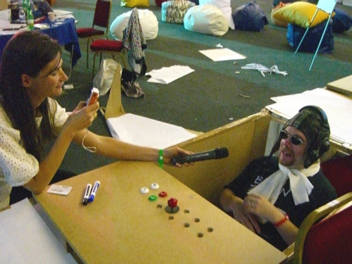 At Mashed 2008 Jemima Kiss of the Guardian interviews, and Flip films, Ewan Spence on his Social Flight Simulator.