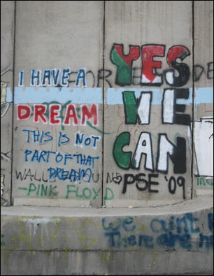 Grafiti sobre el muro israelí en Belén