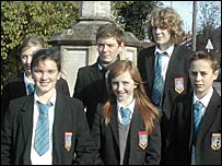 Balcarras School students at Charlton Kings war memorial