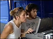 Our translators at work watching the footage