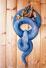 Kai Johansen's carving of Thor fishing for the Midgard serpant.