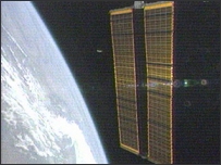 Painéis solares instalados pela missão espacial