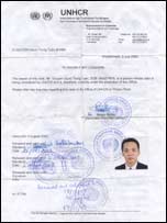 Giấy chứng nhận xét đơn tị nạn của UNHCR