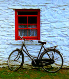The bicycle gets left outside, when invited in for a 'wee drink'!