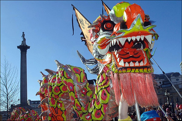 伦敦市长把今年定为“中国年”，伦敦市在1月29日大年初一举行了精彩的庆祝活动