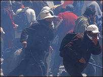 Manifestantes em La Paz