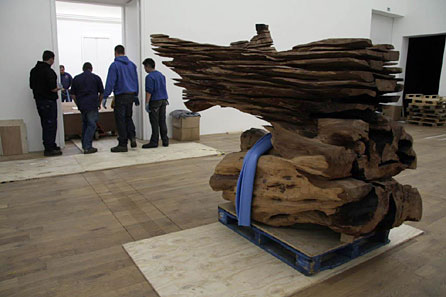 One of the Nash pieces on a pallet in the gallery. Photo: Martin Barlow