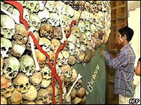 Trưng bày tại bảo tàng nạn diệt chủng thời Khmer Đỏ