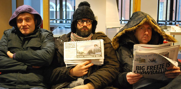 Hugh Dennis, Marcus Brigstocke and Steve Punt are a bit chilly.