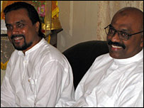 Wimal Weerawansa (L), with Piyasiri Wijenayake in Kandy (photo Elmo Fernando)