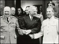 استالين، ترومن و چرچيل در کنفرانس پوتسدام