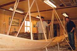 Einar Borgfjord (left) and David Aaronovitch (right) at Einar's boatyard.