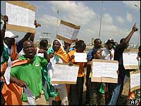 Protifrancouzský protest na Pobřeží slonoviny