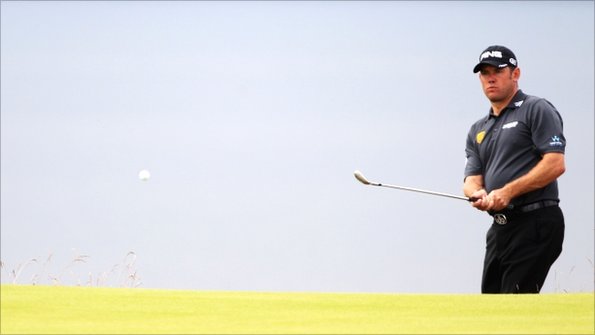 Lee Westwood plays a chip shot at the Scottish Open last week.