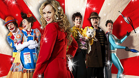 L-R: John Thomson as Geoff, Sophie Thompson as Helen, Amanda Holden as Lizzie, Ruth Madoc as Georgie, Tony Robinson as Erasmus and Bruce Mackinnon as Boyco