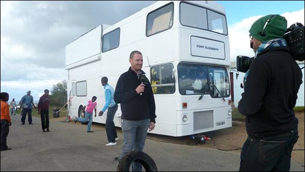 The BBC bus passes through Mossel Bay