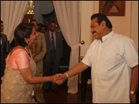 Indian Foreign Secretary Nirupama Rao meeting president Rajapaksa