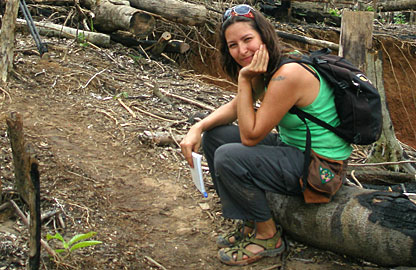 Raquel taking a rest in the mine