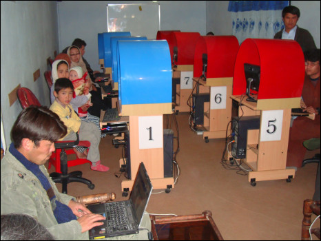An internet cafe in Afghanistan. 