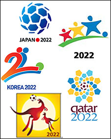 Logos de las candidatas a ser sede de la Copa del Mundo de fútbol en 2022