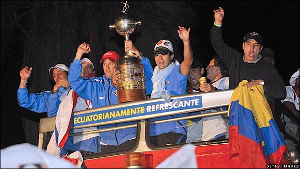Liga of Quito celebrate their win