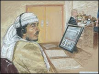 Selim Hamdan’ın yargılandığı duruşmadan bir skeç