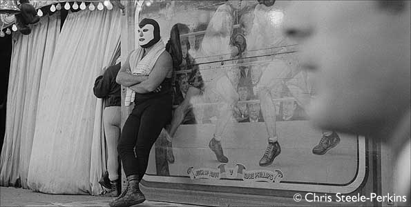 The Boxer at the Newcastle Hoppings fair waits for contenders.