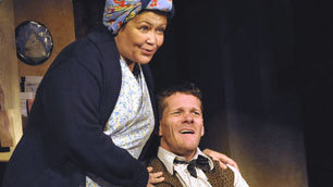 Jamie Beddard on stage as Mr. Johnny in Carrie's War