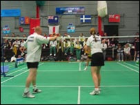Badminton action