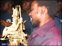 Newton Aduaka with his award