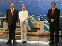 Geraldo Alckmin, Heloísa Helena e Cristóvam Buarque em debate no primeiro turno