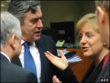 Gordon Brown and Angela Merkel
