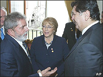 Luiz Inácio Lula da Silva, Michelle Bachelet e Alan García