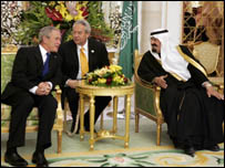 جورج بوش و ملک عبدالله پادشاه عربستان سعودی