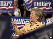 Hillary Clinton at her Super Tuesday election night rally in New York 