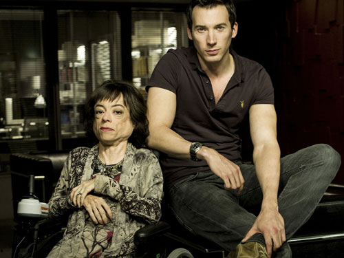 Liz Carr as Clarissa Mullery with her working partner Jack Hodgson.