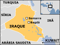 Mapa do Iraque mostra a cidade de Samarra