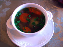 Chicken soup with dumplings. 