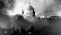 St Paul's Cathedral, London, during an air raid