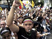 Maifestantes em Caracas