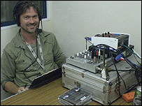 Phil Jackson in the porta-studio