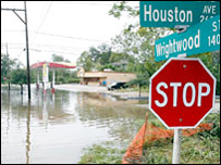 Một khu vực ngập lụt ở Houston